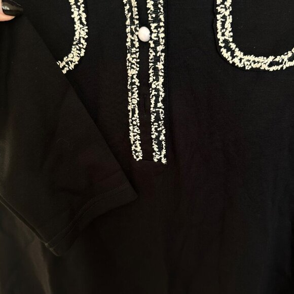 Sonja Morgan Black Collared Long Sleeve Mini Dress Beaded Trim, Size Large NWT - Picture 8 of 15